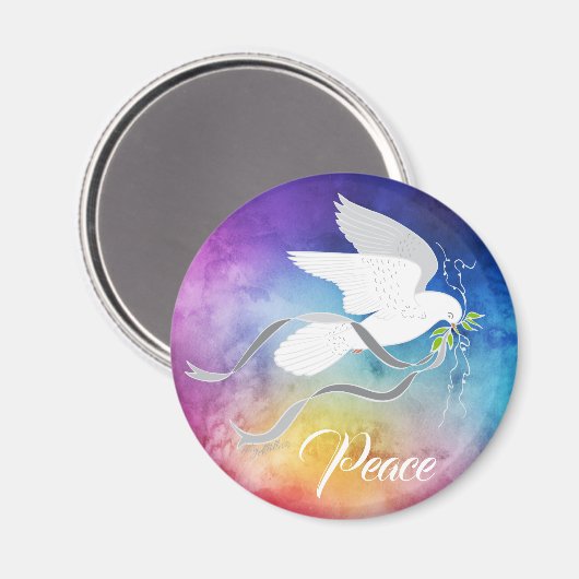 White Dove Spreading Peace Magnet (Vorderseite/Rückseite)