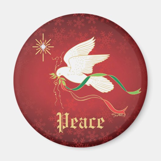 White Dove Spreading Peace Magnet (Vorne)