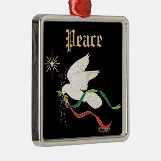 White Dove Spreading Peace Ornament Aus Metall (Rechts)