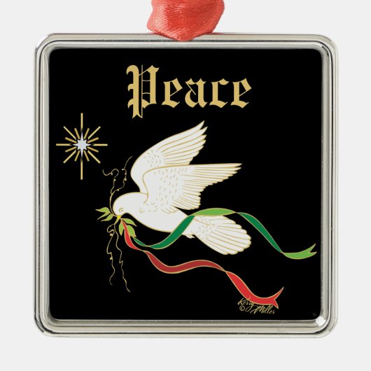White Dove Spreading Peace Ornament Aus Metall (Vorne)