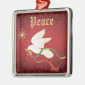 White Dove Spreading Peace Ornament Aus Metall (Links)
