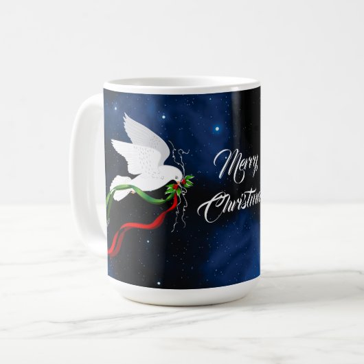 White Dove Weihnachtsfeiertage Tasse (Vorderseite Links)