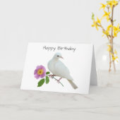 White Dove with Wild Rose Birthday Card Karte (Gelbe Blume)