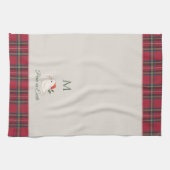 White Dove Xmas Peace Custom Monogram Weihnachten Geschirrtuch (Horizontal)