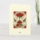 White Doves and Red Roses Art Nouveau Karte (Rückseite)