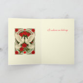 White Doves and Red Roses Art Nouveau Karte (Innenseite)