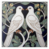White Doves Birds Art Nouveau Dove Bird Art Deco Fliese (Vorderseite)