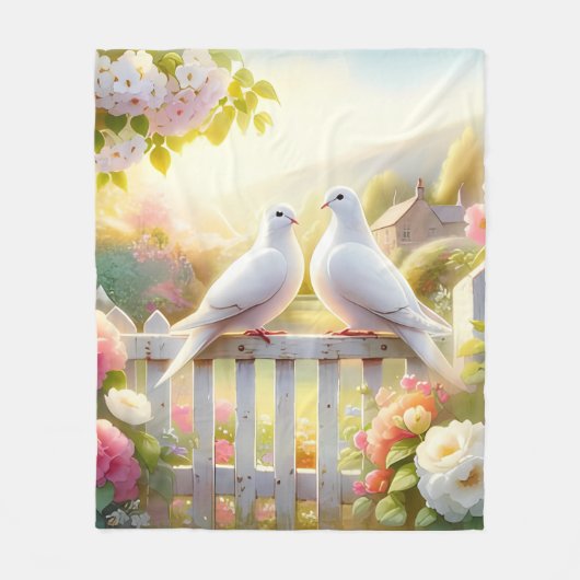 White Doves Cottage Garden Fleecedecke (Vorderseite)