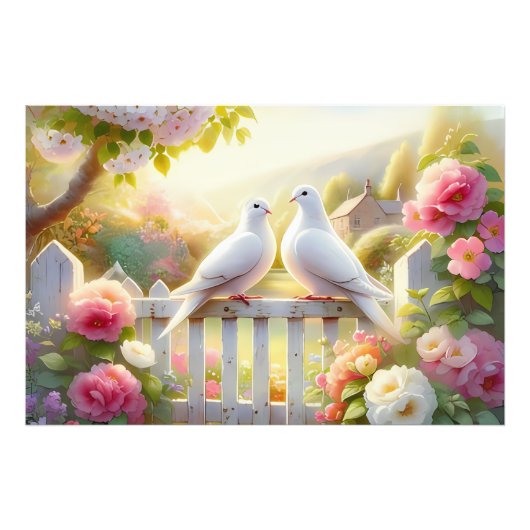 White Doves Cottage Garden Fotodruck (Vorne)