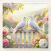White Doves Cottage Garden Glasuntersetzer (Vorderseite)