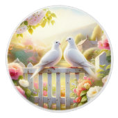 White Doves Cottage Garden Keramikknauf (Vorderseite)