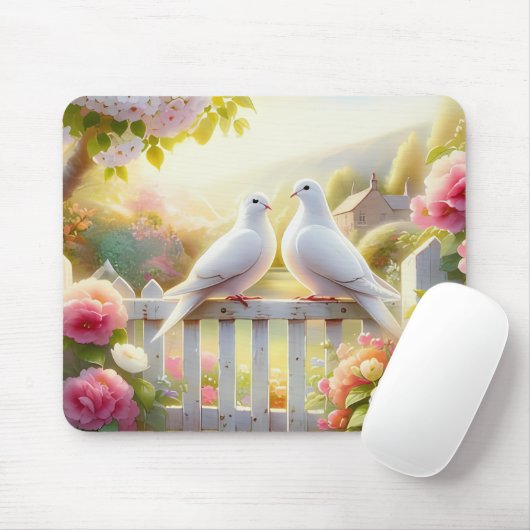 White Doves Cottage Garden Mousepad (Mit Mouse)