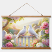 White Doves Cottage Garden Wandteppich Mit Holzrahmen (Vorne)