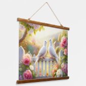 White Doves Cottage Garden Wandteppich Mit Holzrahmen (Gewinkelt)