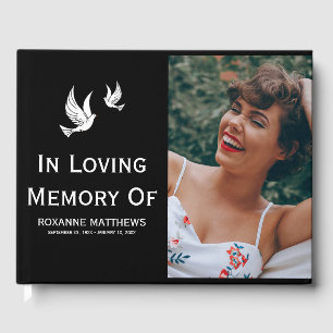 White Doves in Love Memory Tribute Foto Gästebuch