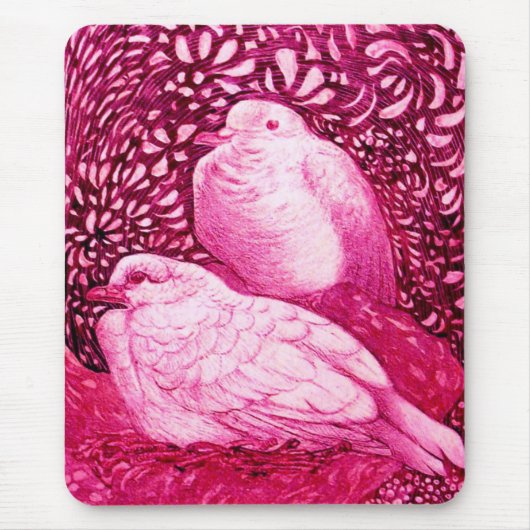 WHITE DOVES IN PINK FUCHSIA MOUSEPAD (Vorne)