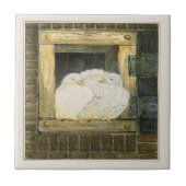 White Doves in Window Dutch Viktorianisch Art Fliese (Vorderseite)