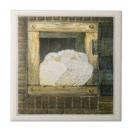 White Doves in Window Dutch Viktorianisch Art Fliese