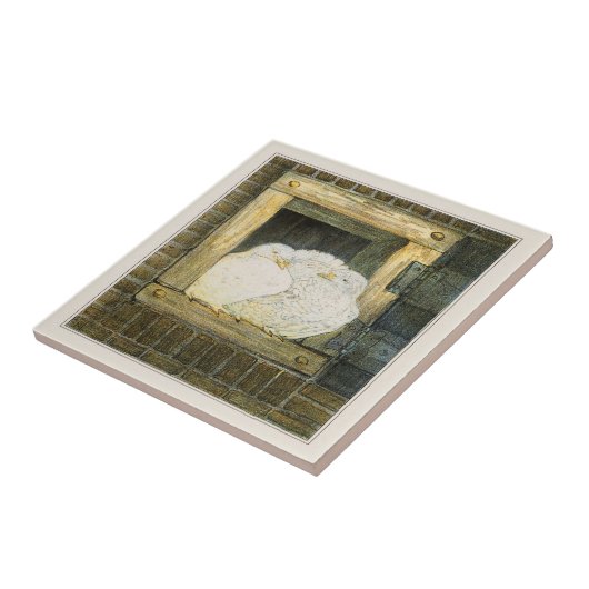 White Doves in Window Dutch Viktorianisch Art Fliese (Seite)