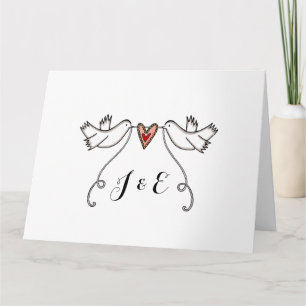 White Doves Liebe Heart Wedding Gruß Karte