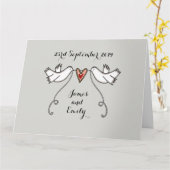 White Doves Liebe Heart Wedding Gruß Karte (Gelbe Blume)