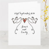 White Doves Liebe Heart Wedding Gruß Karte (Gelbe Blume)