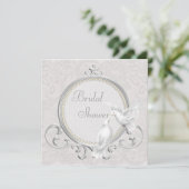 White Doves & Paisley Lace Brautparty Einladung (Stehend Vorderseite)