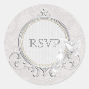 White Doves & Paisley Lace UAWG Wedding Runder Aufkleber