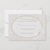 White Doves & Paisley Lace Wedding RSVP Karte (Rückseite)