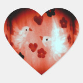 White Doves Red Hearts Love Birds Herz-Aufkleber (Vorderseite)
