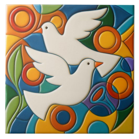 White Doves Tile Fliese (Vorderseite)