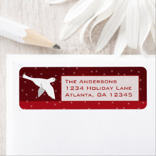White Dow auf Burgund Weihnachts-Star-Labels