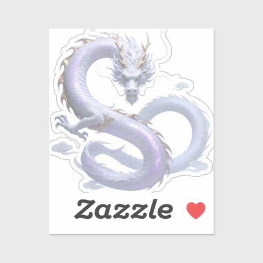 White Dragon Art | Mythische Fantasy-Ästhetik | Od Aufkleber (Blatt)