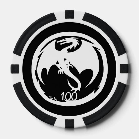 White Dragon Black 100 Poker Chip (Vorderseite)