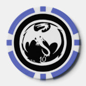 White Dragon Black Blue 10 gestreifter Poker Chip (Vorderseite)