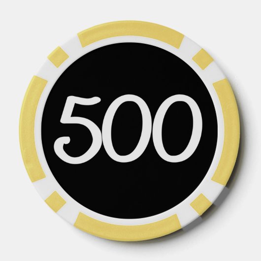 White Dragon Black Gelb 500 gestreifter Poker Chip (Rückseite)