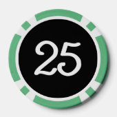 White Dragon Black Green 25 gestreifter Poker Chip (Rückseite)