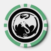 White Dragon Black Green 25 gestreifter Poker Chip (Vorderseite)