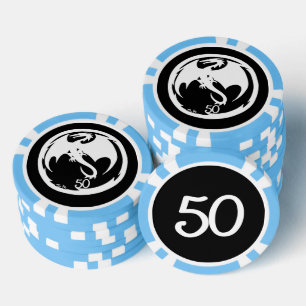 White Dragon Black lt blue 50 gestreifter Poker Ch Pokerchips