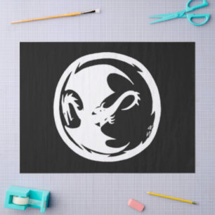 White Dragon Black Tissue Paper groß Seidenpapier