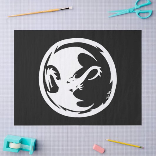 White Dragon Black Tissue Paper groß Seidenpapier (Basteln)