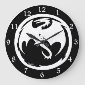 White Dragon Black Wall Uhr mit Zahlen (Vorderseite)