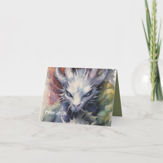 White Dragon Head Blue Eyes Party Einladung (Vorderseite)