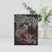 White Dragon Red Moon Postkarte (Stehend Vorderseite)