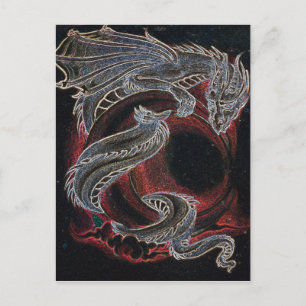 White Dragon Red Moon Postkarte