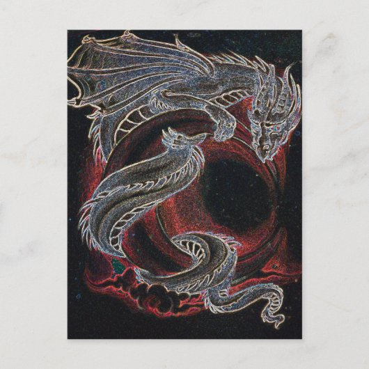 White Dragon Red Moon Postkarte (Vorderseite)