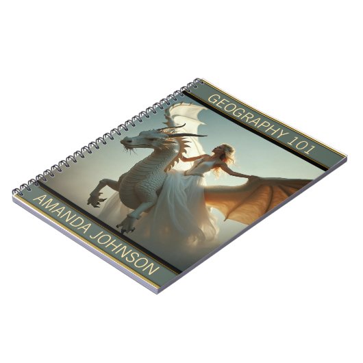 White Dragon Rider Notebook Notizblock (Linke Seite)