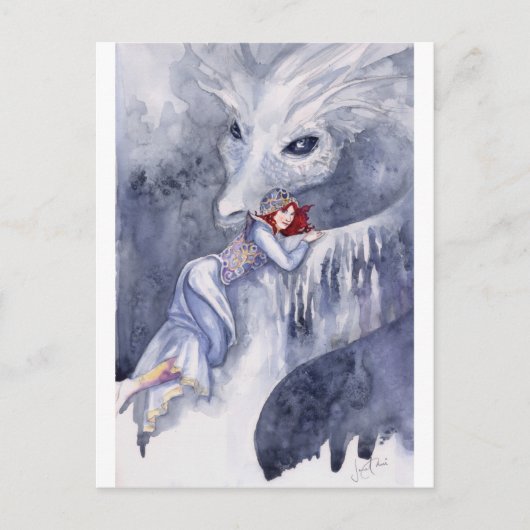 White Dragon Rider Postkarte (Vorderseite)