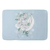 White Dragon Rose Schneeflocken Blau Badematte (Vorderseite)