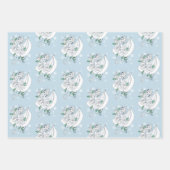 White Dragon Rose Schneeflocken Blau Geschenkpapier Set (Vorderseite)